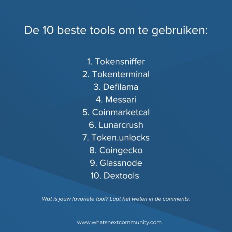 De top 10 tools WhatNext voor het analyseren van crypto projecten 🔨