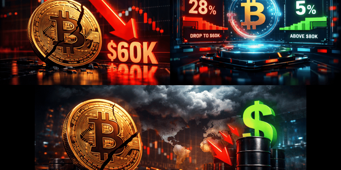 Voorspellingsmarkten zien grotere kans dat Bitcoin onder $60K zakt deze maand