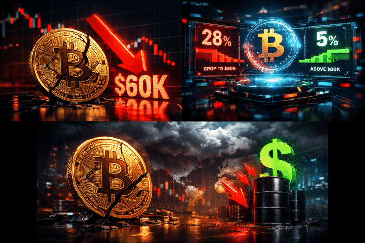 Voorspellingsmarkten zien grotere kans dat Bitcoin onder $60K zakt deze maand