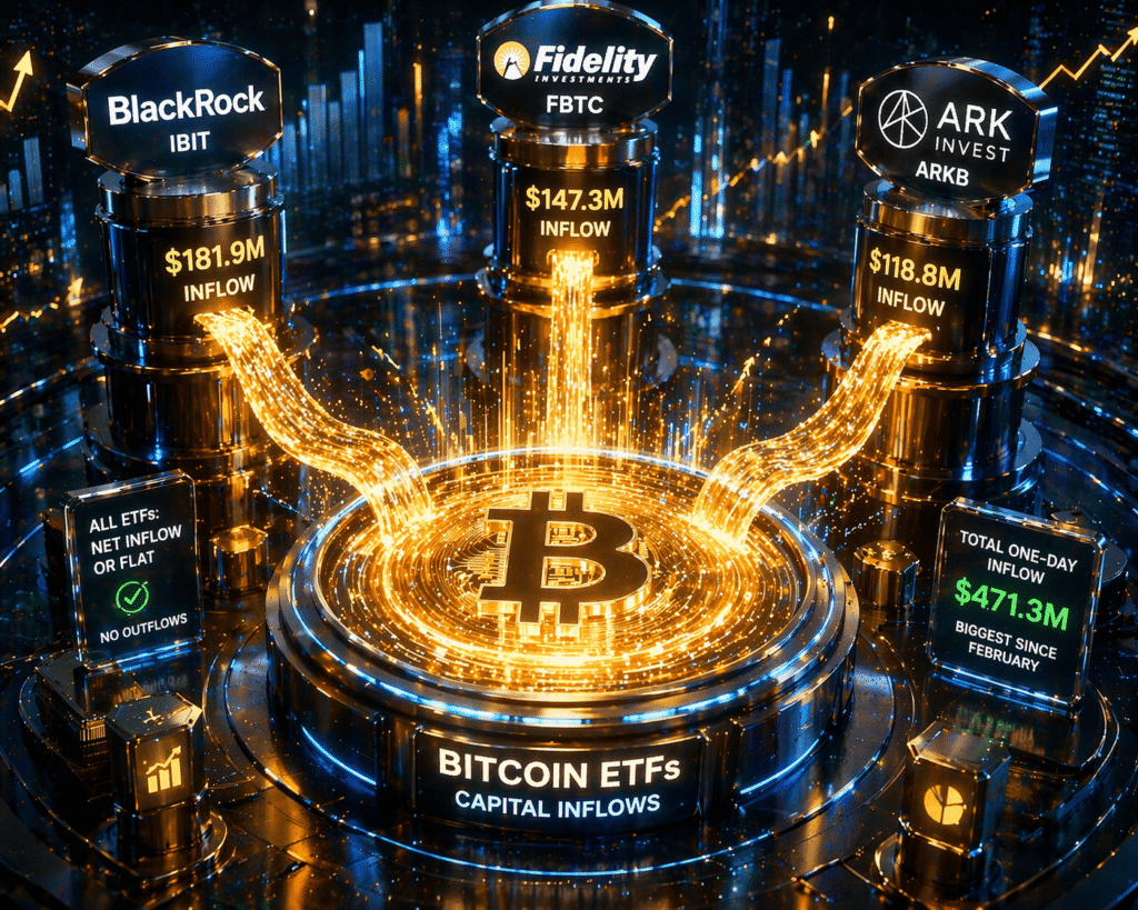 Bitcoin ETF-instroom bereikt $471 miljoen terwijl investeerders zich positioneren voor geopolitieke onzekerheid