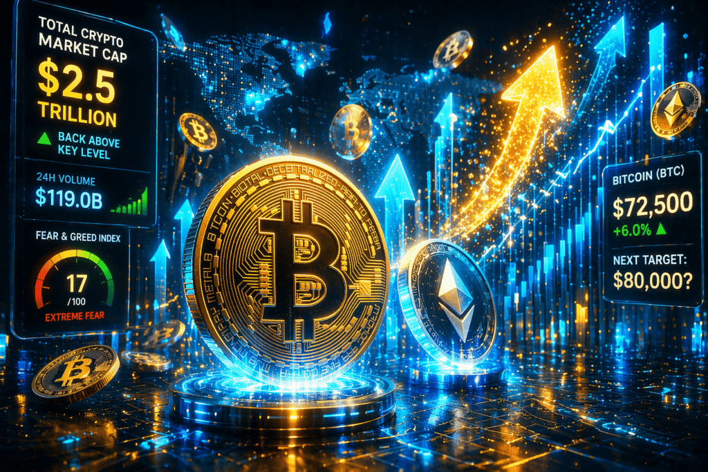 Crypto Marktkapitalisatie Weer Boven $2,5 Biljoen, Is $80K Bitcoin de Volgende Stap