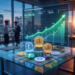 Crypto staking performance data with total yield, staked assets, rewards, active nodes, and growth chart from January to June